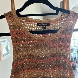 Steve Madden Brown and Tan Knit Top